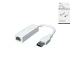 USB Adapter to Gbit LAN for MAC and PC, USB 3.0 (2.0) A male to RJ45 female, white, DINIC Box